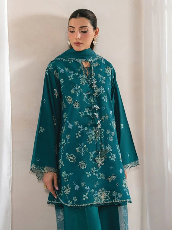 SERAN Eid Lux Embroidered Lawn Collection 2026 (D-07 TEYRA)