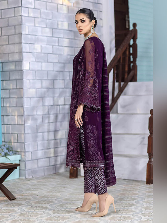 Flossie Festive Embroidered Unstitched Collection'26 (03-BURGUNDY)