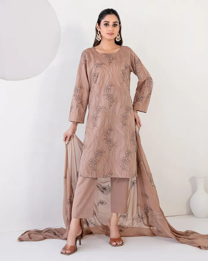 Samira by Tawakkal Fabrics Unstitched EMB Cotton Karandi Collection'26 (D-5623)
