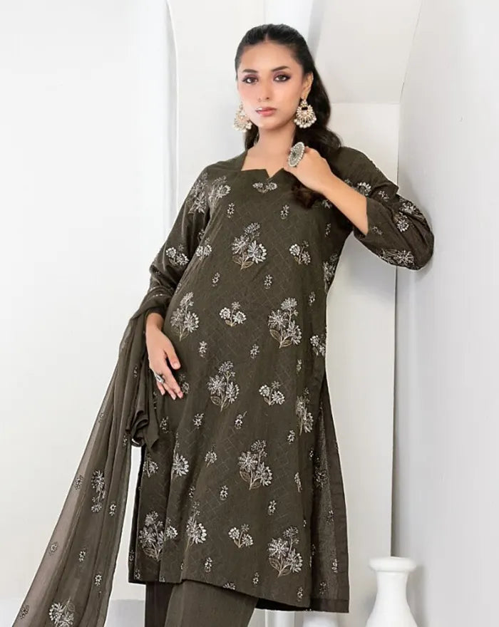 Samira by Tawakkal Fabrics Unstitched EMB Cotton Karandi Collection'26 (D-5624)