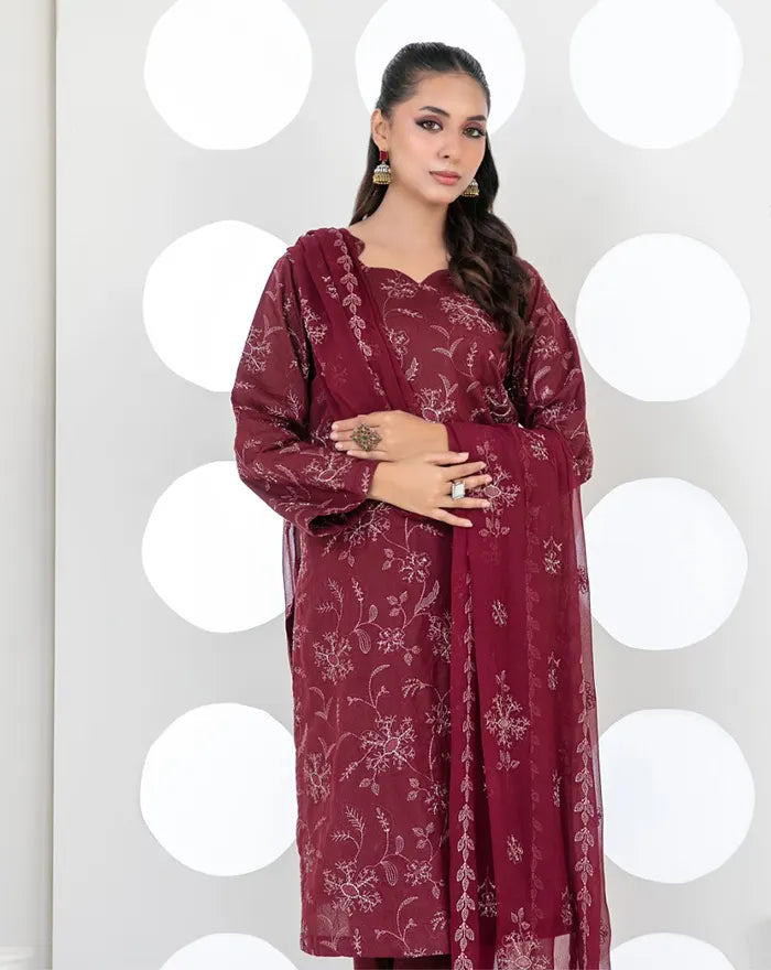 Samira by Tawakkal Fabrics Unstitched EMB Cotton Karandi Collection'26 (D-5628)