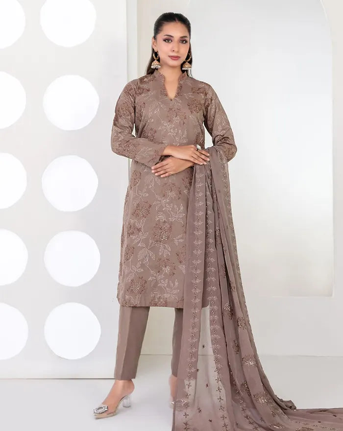 Samira by Tawakkal Fabrics Unstitched EMB Cotton Karandi Collection'26 (D-5629)