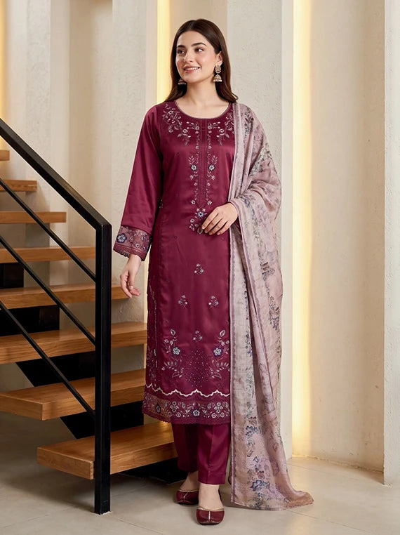 Saphira by Tawakkal Fabrics Embroidered Satin Unstitched Collection'26 (D-5777)