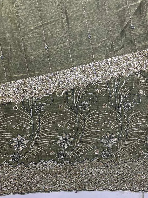 Silk Crinkle Pearl Cutdana Chiffon Edit25 Vol-IQ205 (D-03)