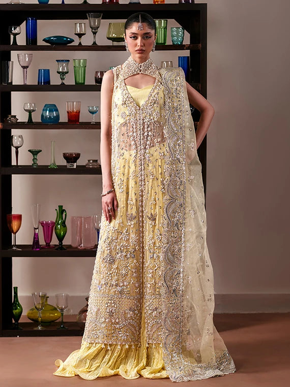 Starlit Jewels Embroidered Organza Collection 2026 by Emaan Adeel (Lemon Quartz)