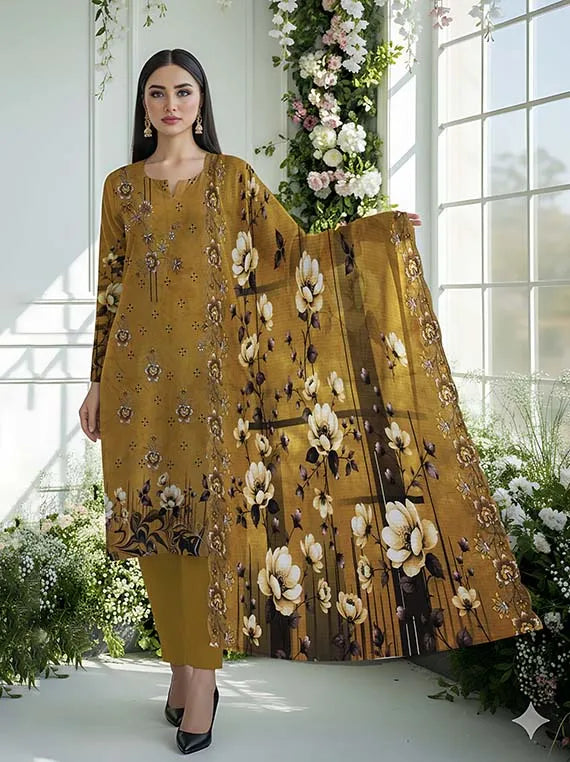 Tanzila EMB Bana Dora Linen Collection 2025 By Bin Atta (D-03)