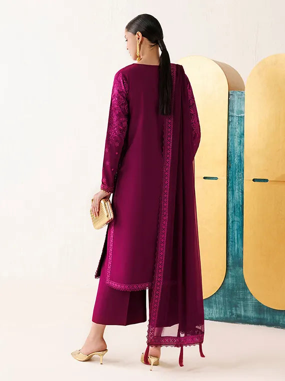 Veira by Farasha Unstitched Embroidered Raw Silk'26 (05-Fuchsia Majeste)