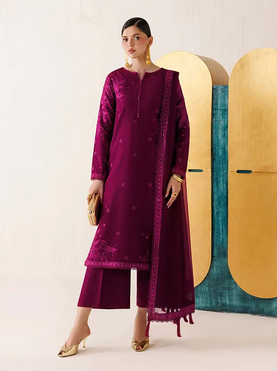 Veira by Farasha Unstitched Embroidered Raw Silk'26 (05-Fuchsia Majeste)