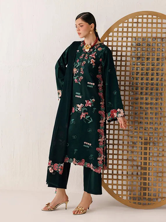 Veira by Farasha Unstitched Embroidered Raw Silk'26 (07-Eden Ivy)