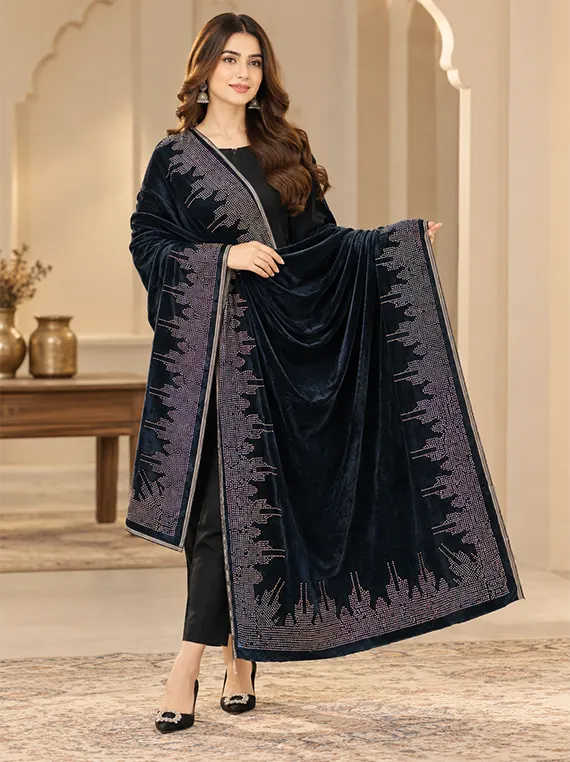 Velvet Shawl for Women Luxury Edit 2026 Vol-25DS38 (D-01)