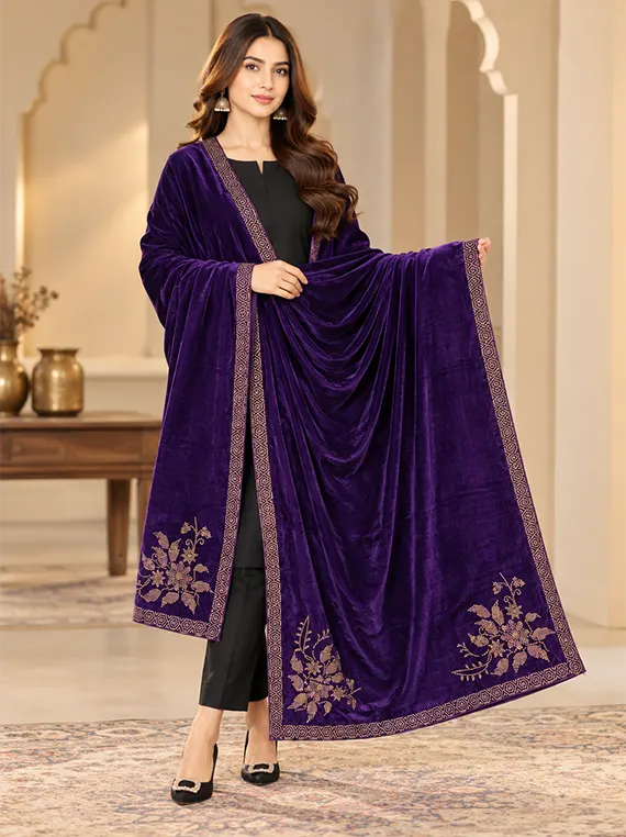 Velvet Shawl for Women Luxury Edit 2026 Vol-25DS38 (D-03)