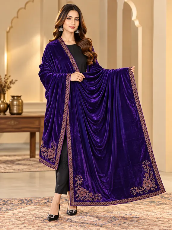 Velvet Shawl for Women Luxury Edit 2026 Vol-25DS38 (D-09)