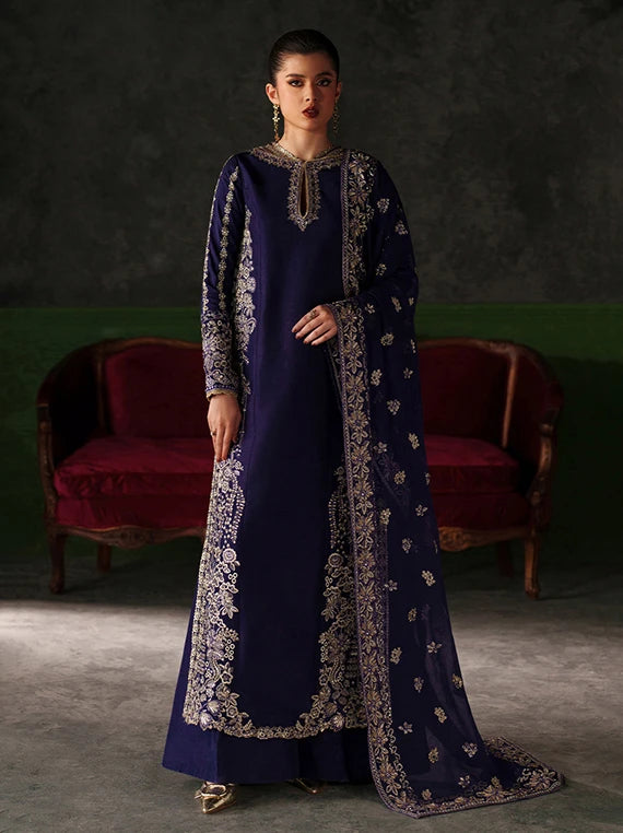 Verve by Emaan Adeel Silk Embroidered Unstitched Collection 2026 (AZURE SAPPHIRE)