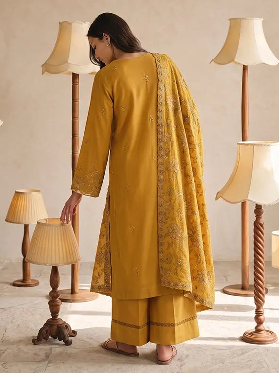 Viana By Sanam Saeed Embroidered Karandi Unstitched Collection'26 (FAWN)