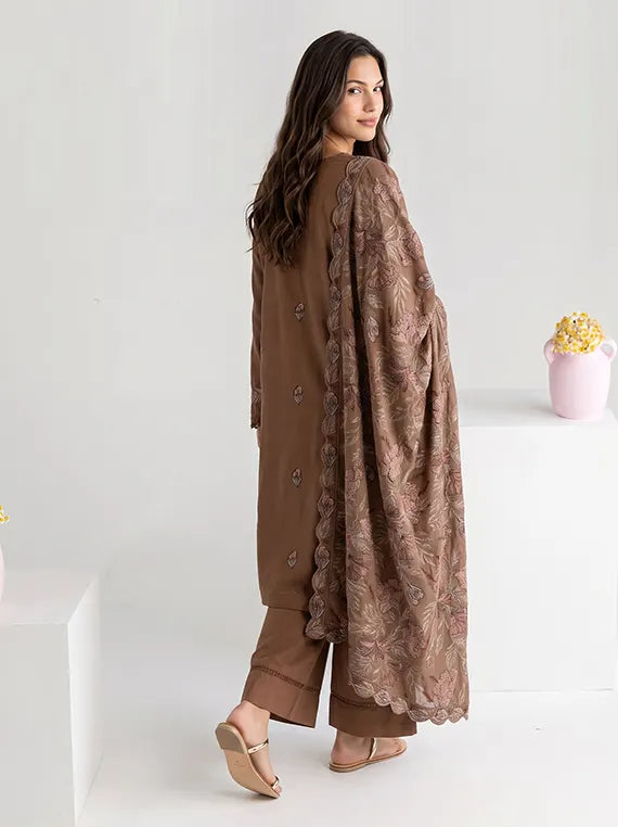 Viana By Sanam Saeed Embroidered Karandi Unstitched Collection'26 (MOCHA)