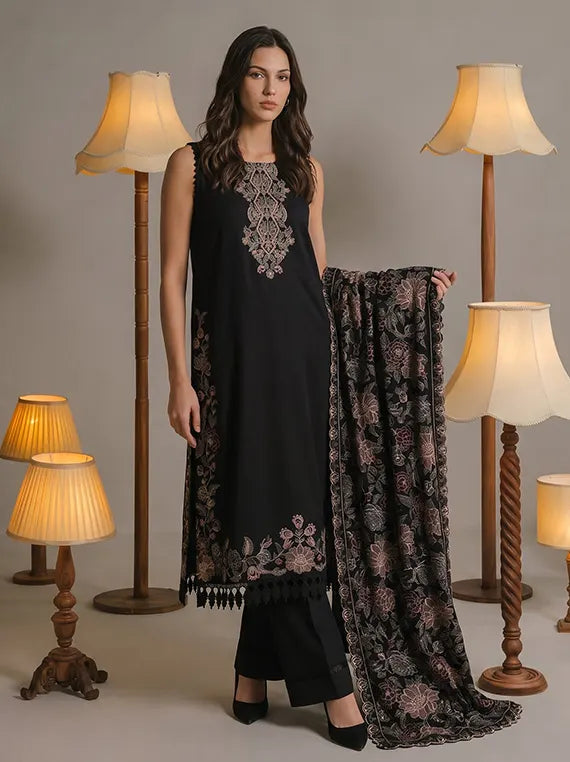 Viaba By Sanam Saeed Embroidered Karandi Unstitched Collection'26 (MIST)