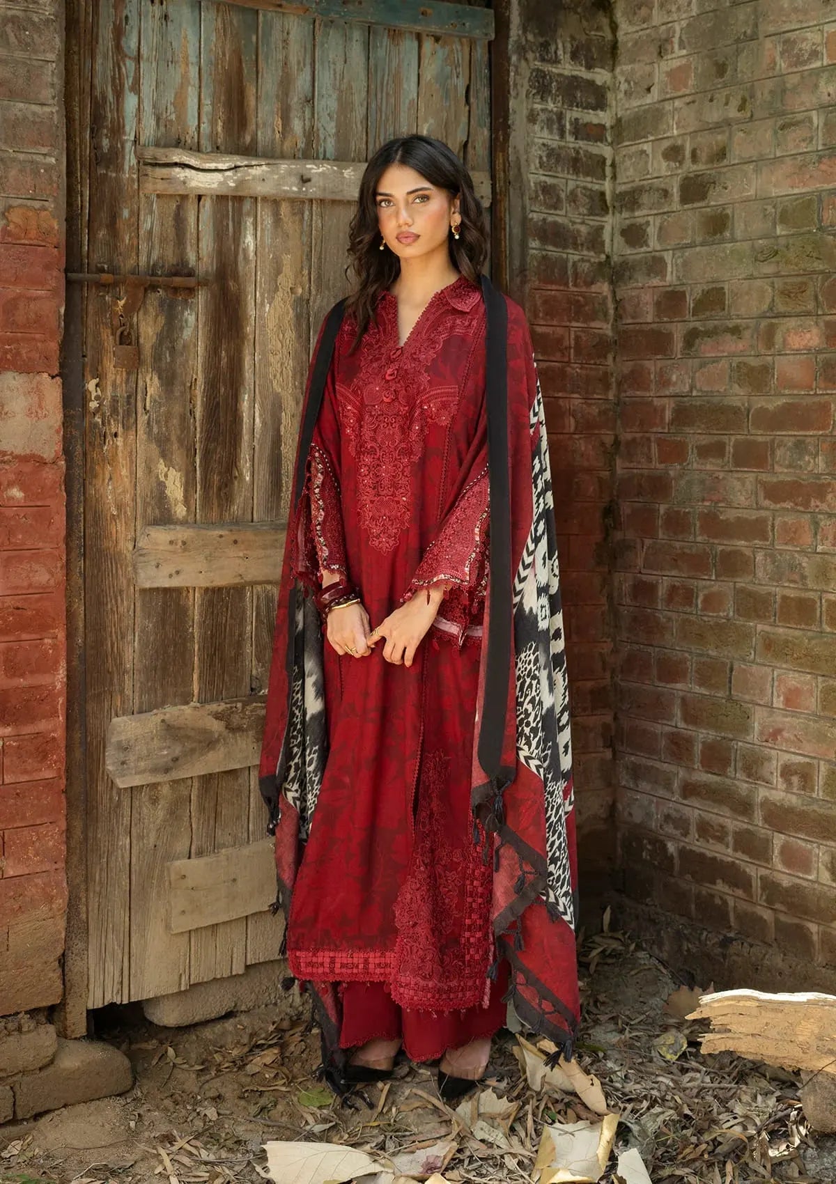Wilderness by Elaf Unstitched Khaddar Embroidered Collection'26 (EWR-5A CRIMSONWOOD)