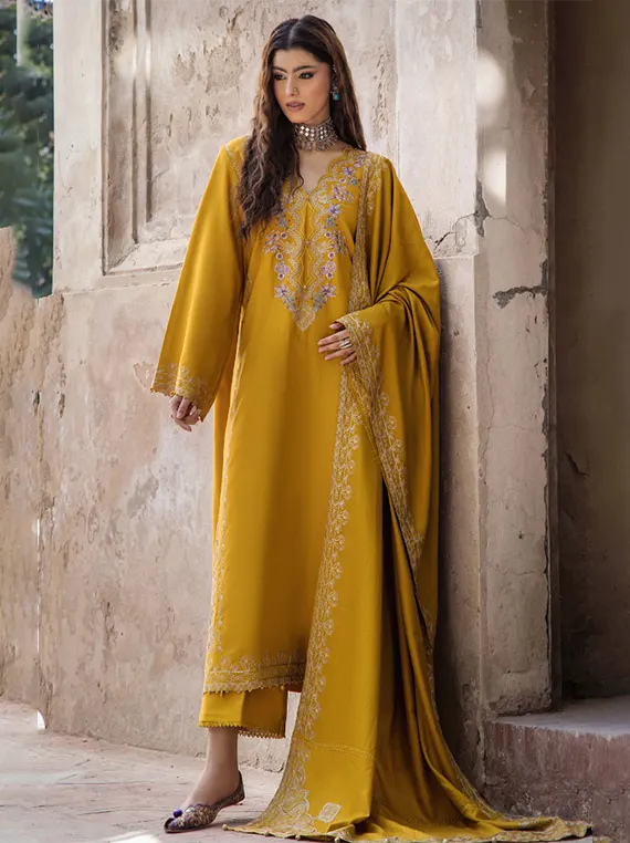 Zephyr Embroidered Wool By HumDum Collection 2026 (D-02)