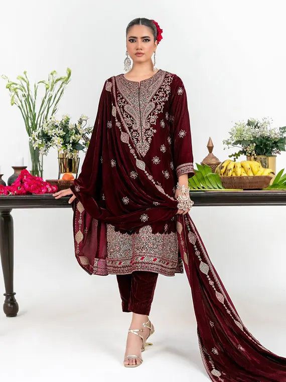 Zuakh by Tawakkal Fabrics Unstitched Embroidered Velvet Collection'26 (D-6732)
