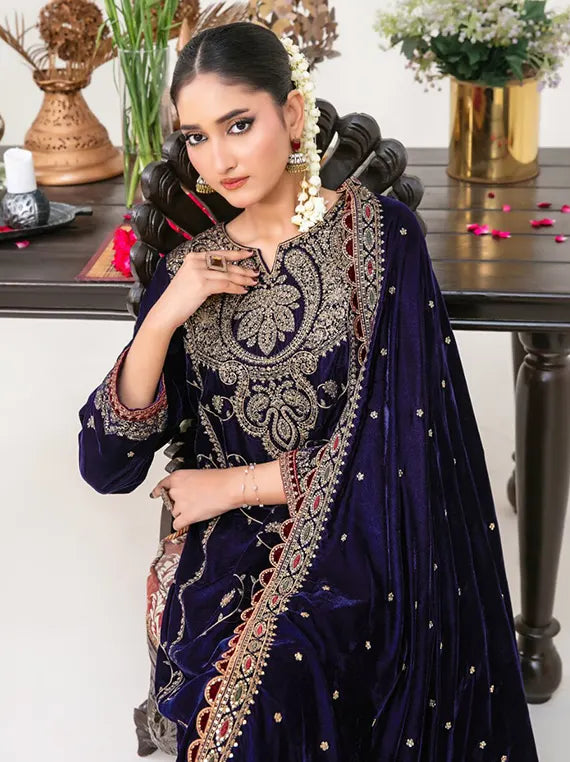 Zuakh by Tawakkal Fabrics Unstitched Embroidered Velvet Collection'26 (D-6733)