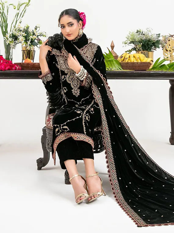 Zuakh by Tawakkal Fabrics Unstitched Embroidered Velvet Collection'26 (D-6734)