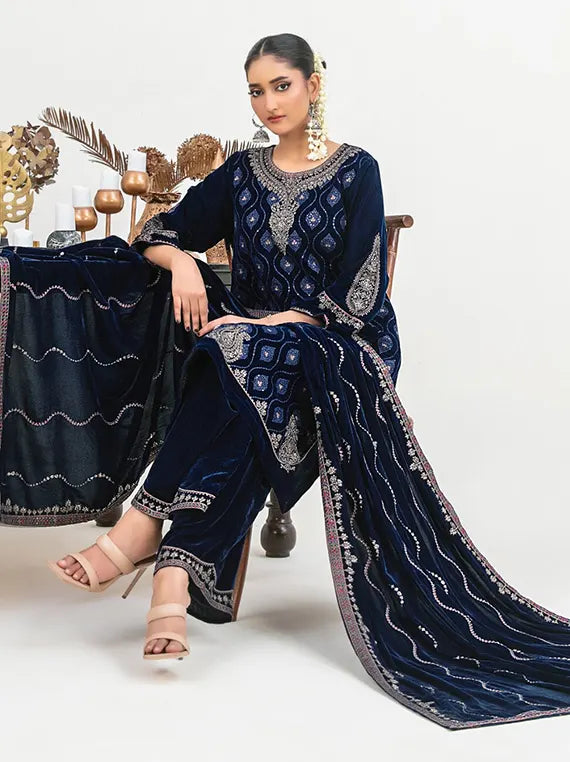 Zuakh by Tawakkal Fabrics Unstitched Embroidered Velvet Collection'26 (D-6735)
