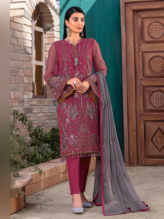 Flossie Festive Embroidered Unstitched Collection'26 (05-GERANIUM)